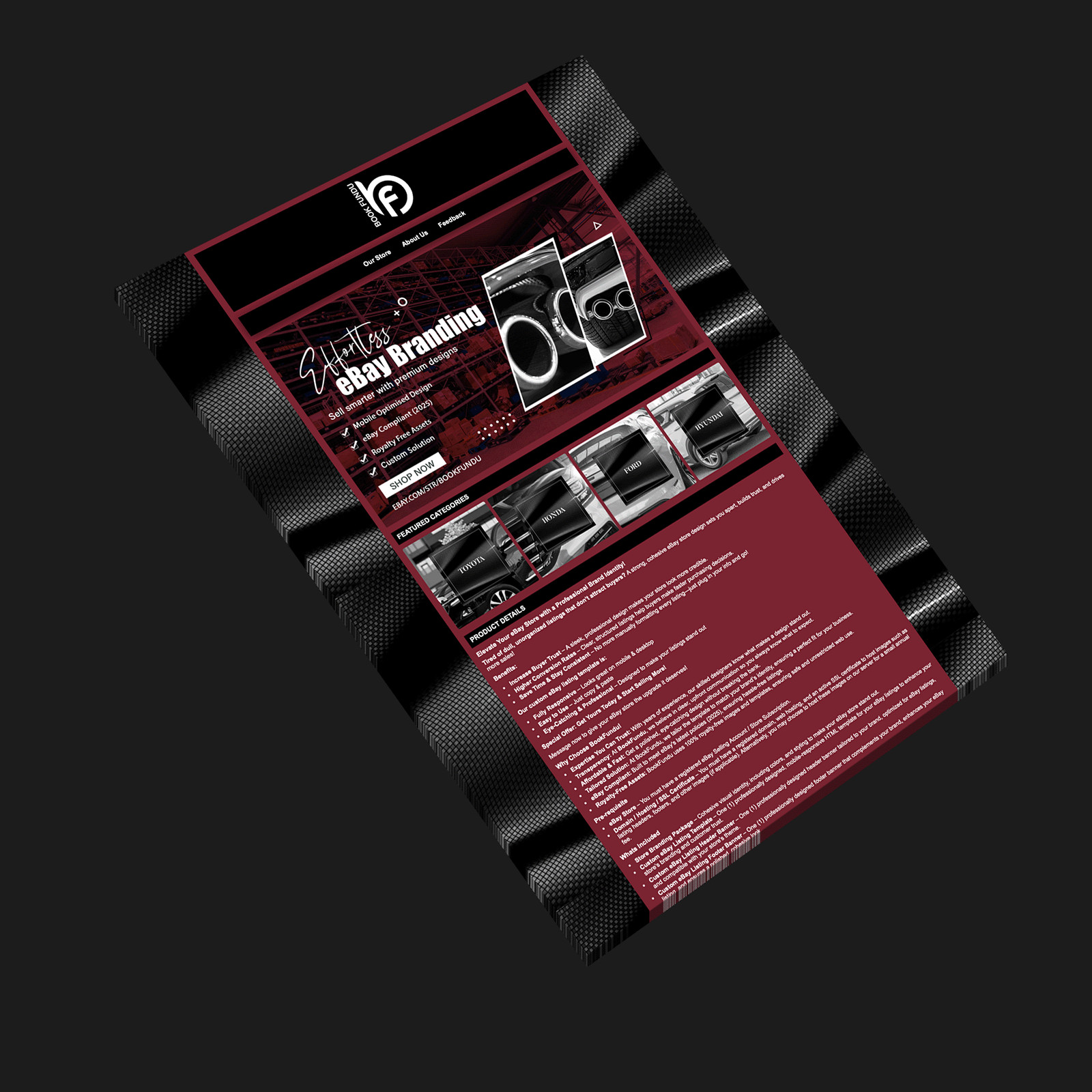 Custom eBay Motors Storefront Design & Listing Template – Automotive Industry