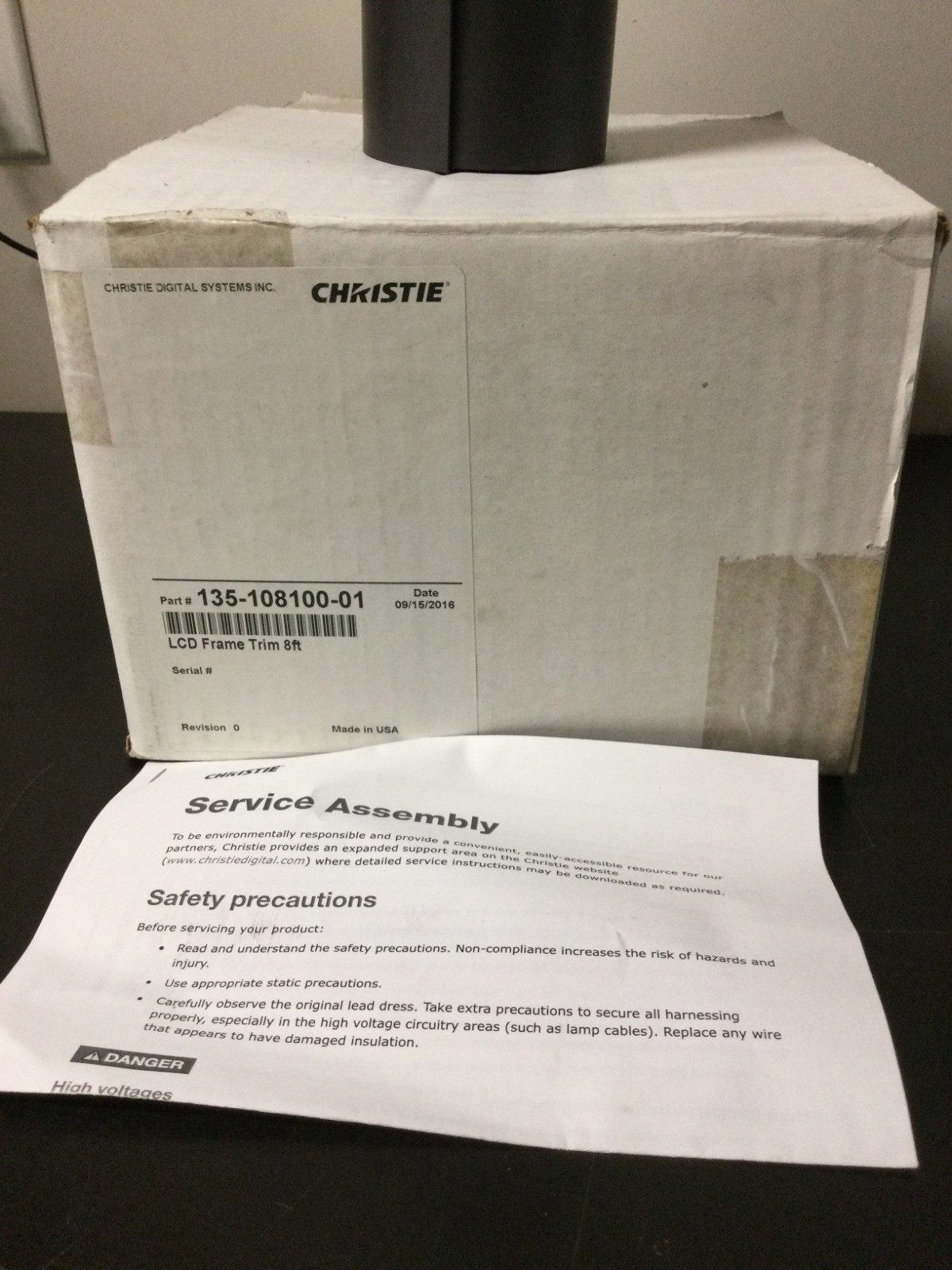 Christie 135-108100-01 LCD Frame Trim 8ft Black Projection Display Trim NEW