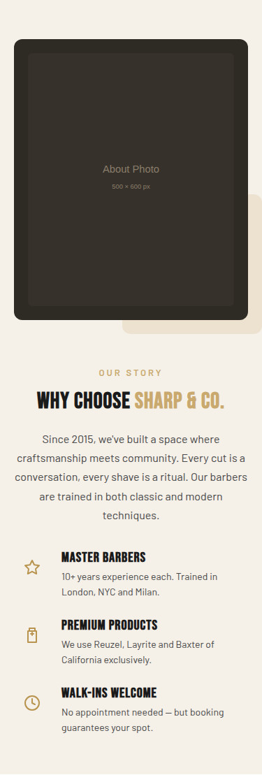 Barbershop Website Template – Professional HTML Landing Page – Dark – Responsive