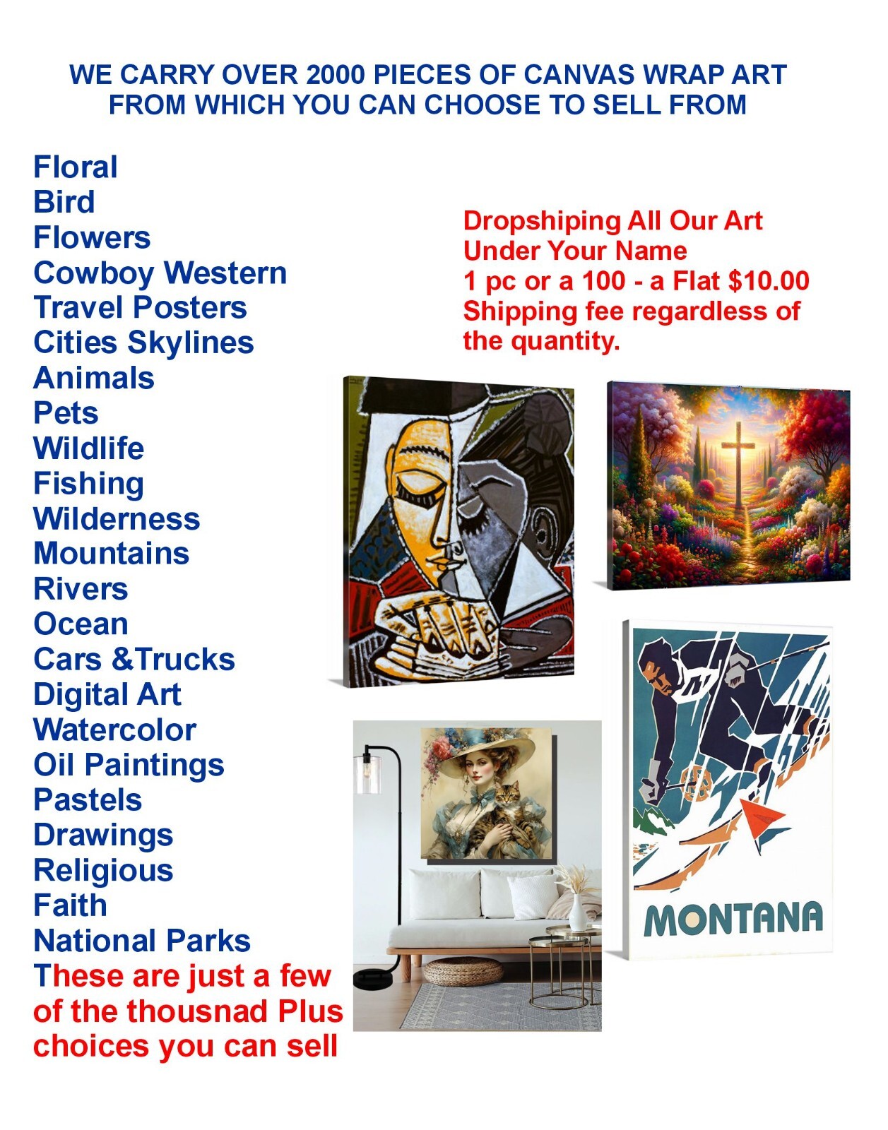 HOME BASE FINE ART BUSINESS Work From Home Selling Canvas Wrap Art Prints Poster