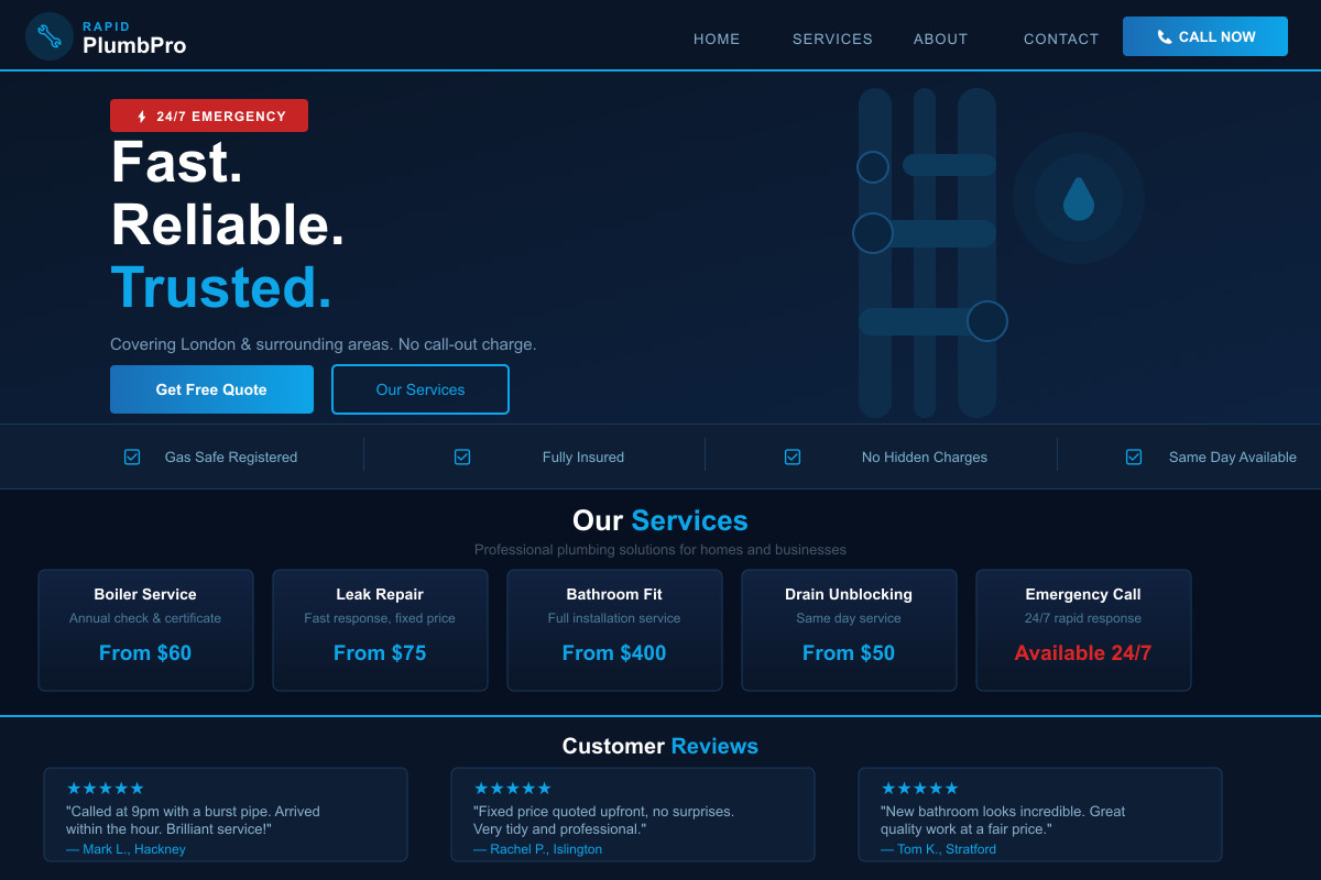 Custom Website Design 5-7 Pages Mobile SEO Contact Form $99 Fast Delivery USA