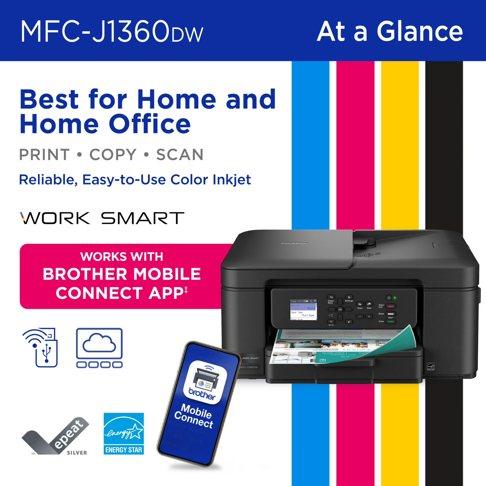 Professional Work Smart Wireless Device for Home Office – Color – J1360DW
