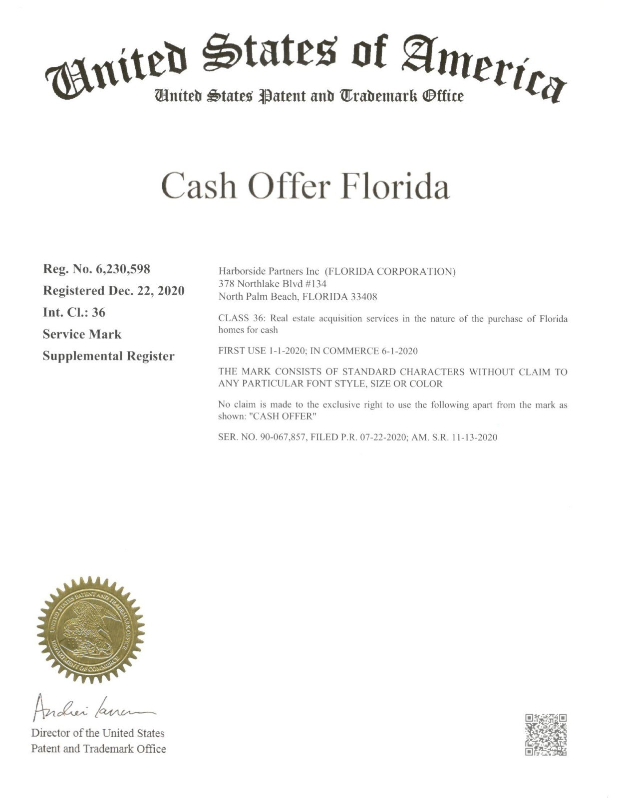 Turnkey Real Estate Wholesale Business – CashOfferFlorida.com | Phone Trademark