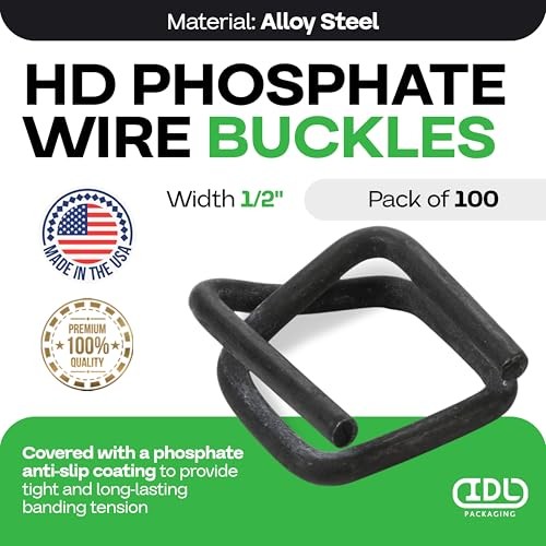 1/2″ Cord Strapping Buckles 100 Pack Heavy Duty Metal Wire Phosphate Coated