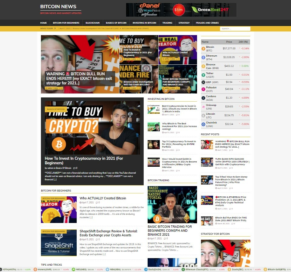 Bit coin Crypto Currencies News Website – Runs on AutoPilot + Free Hosting