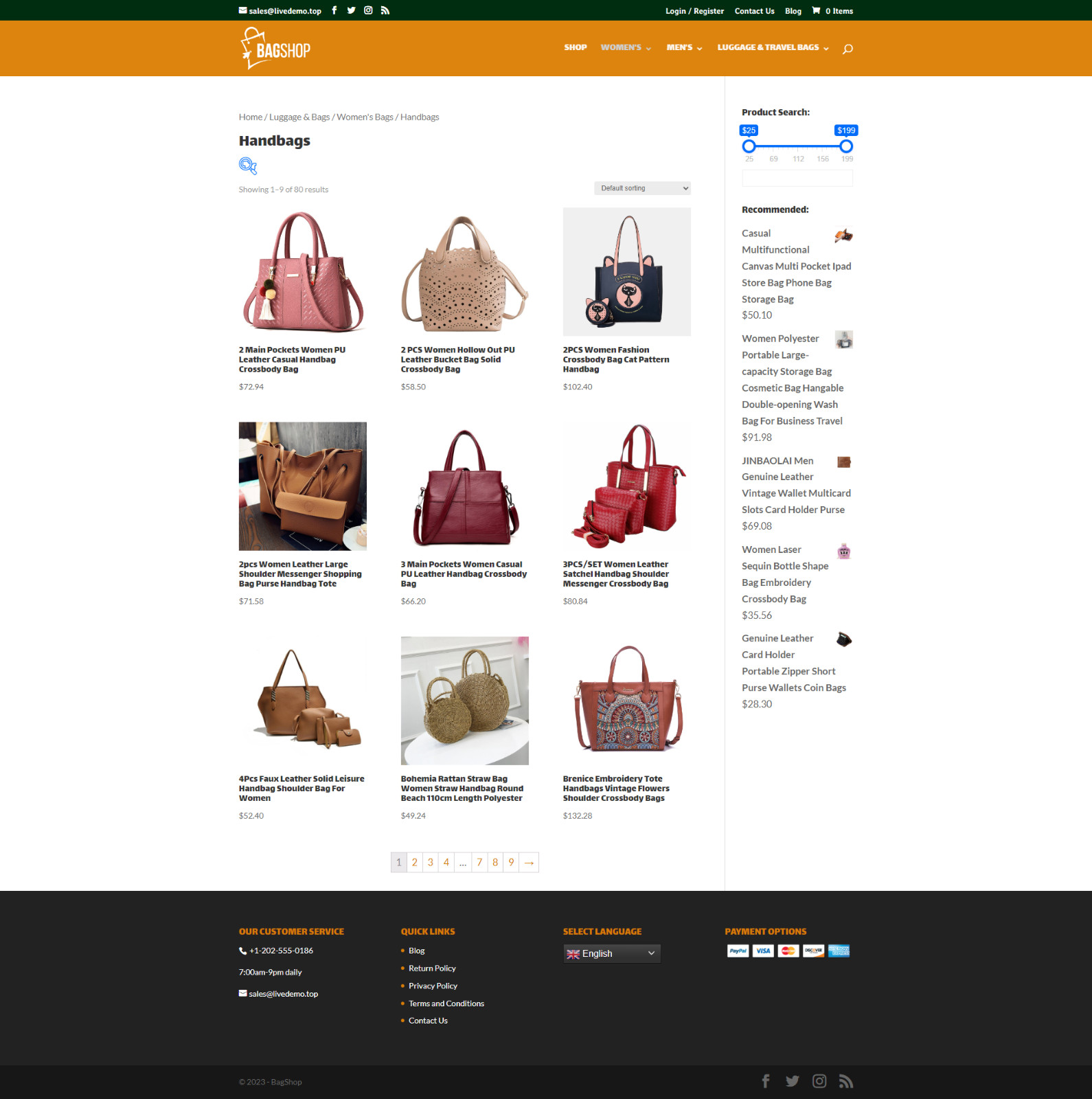 Men Women Bag Dropshipping Store | Turnkey Dropship Business Website