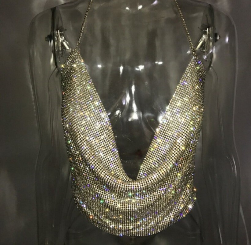 Shiny Colorful Halter Suspender Top