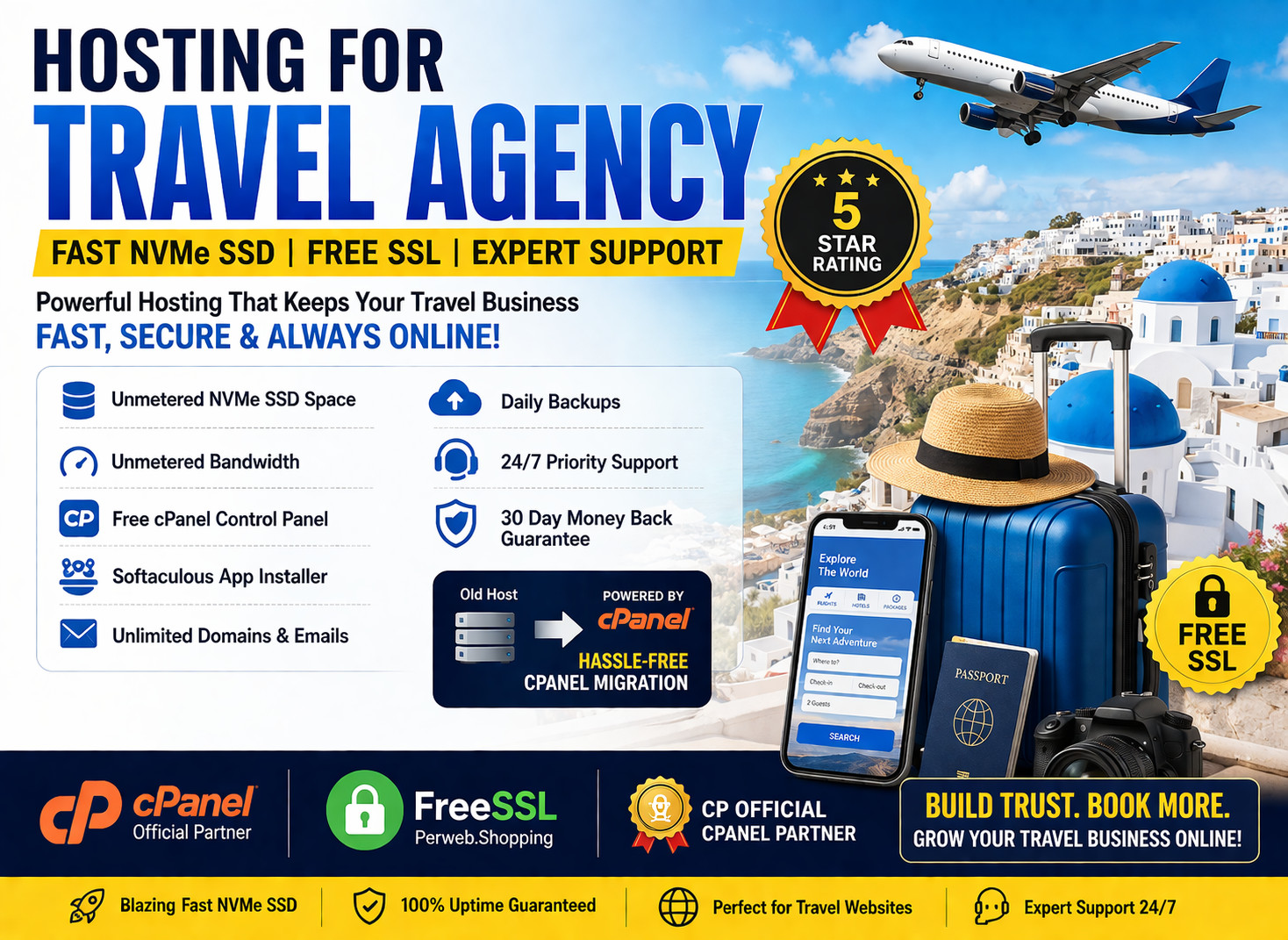 Hosting for Travel Agency – ✈️ Lightning-Fast SSD, SSL, Support – Just $14.99/Yr