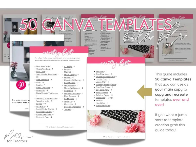 DIGITAL – 50 PLR Canva Templates: Etsy Seller Bundle EDITABLE