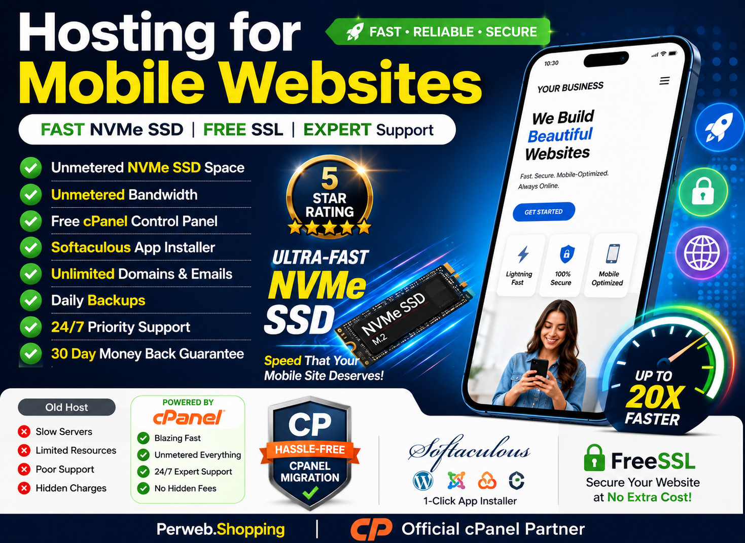 Hosting for Mobile Websites – 🚀Lightning Fast, Emails + Free SSL | $14.99/Year!
