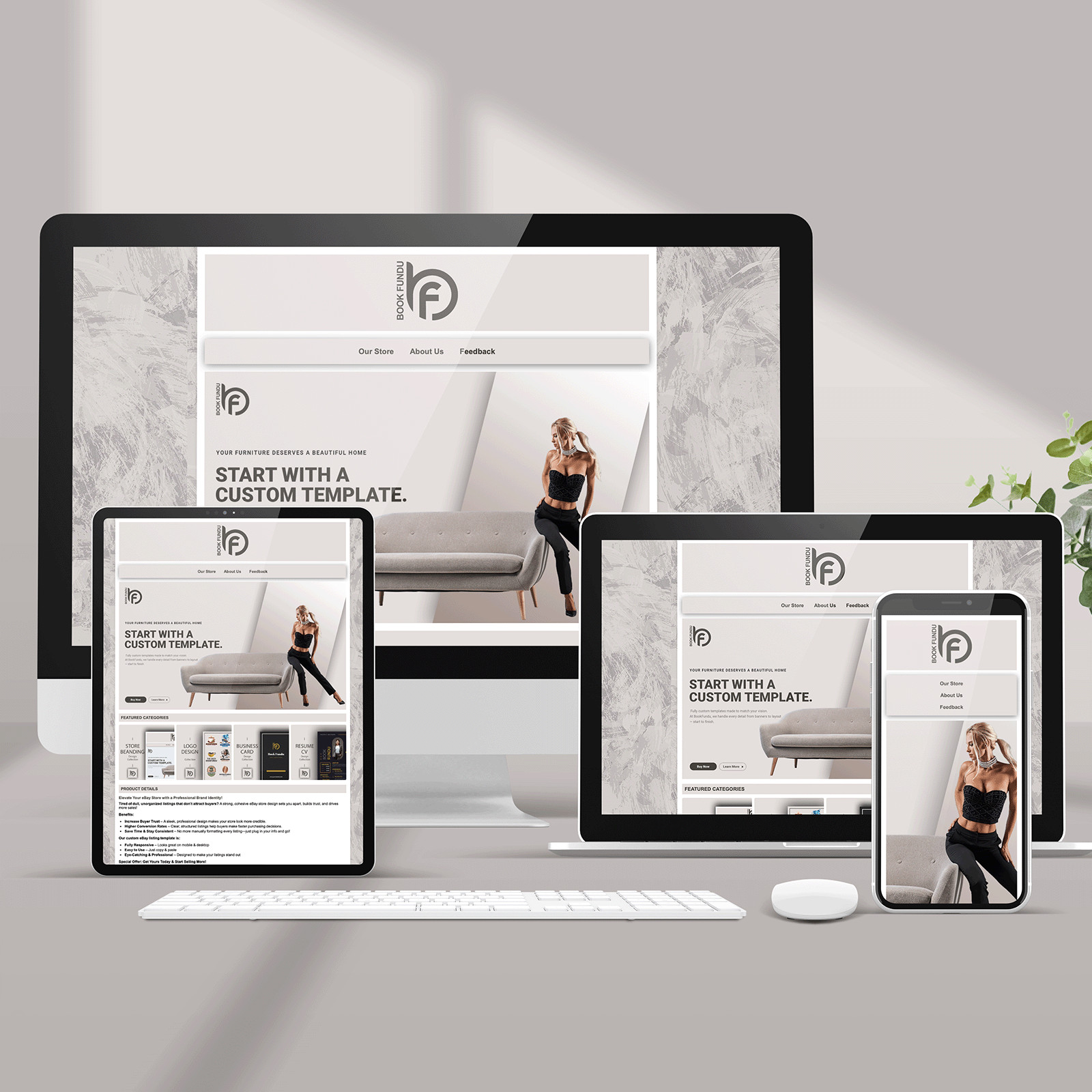 Modern Furniture eBayStore Design & Listing Template | Clean & Mobile Ready 2025