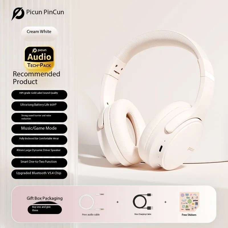 Pincun Queen Over-Ear Bluetooth Wireless Women’s Headset with Noise Cancellation