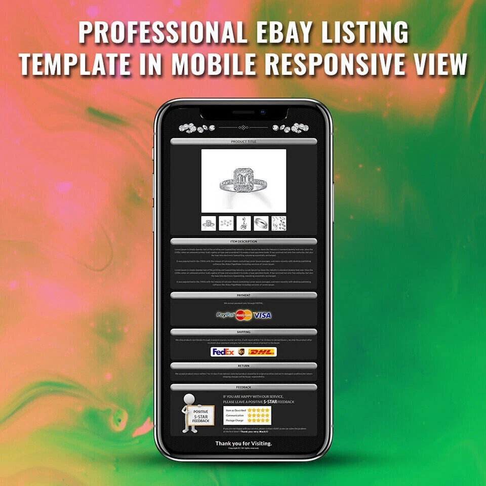 eBay Templates, Auction Mobile Responsive html Templates 2026 Ready for Jewelry