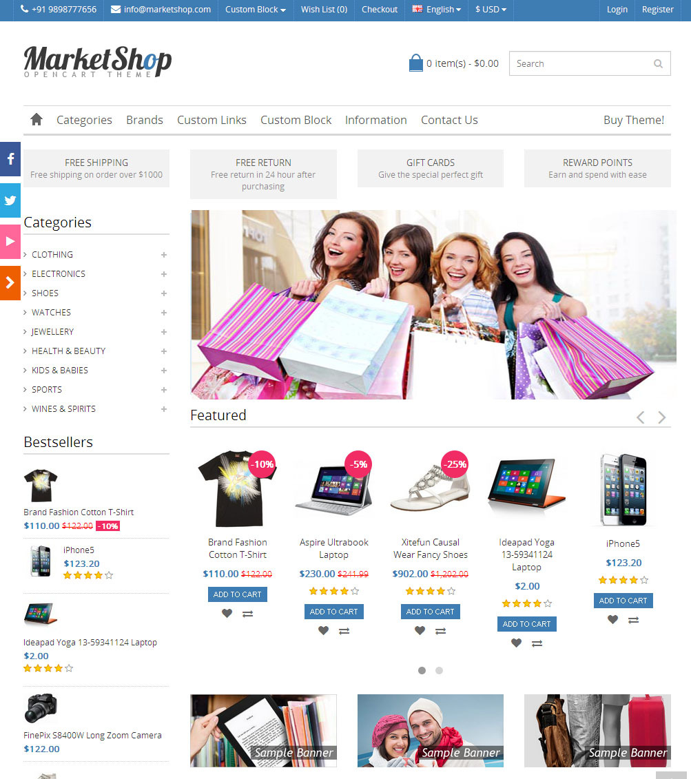 Online Shop/Store Ecommerce Website + Multi Vendor + Free Hosting