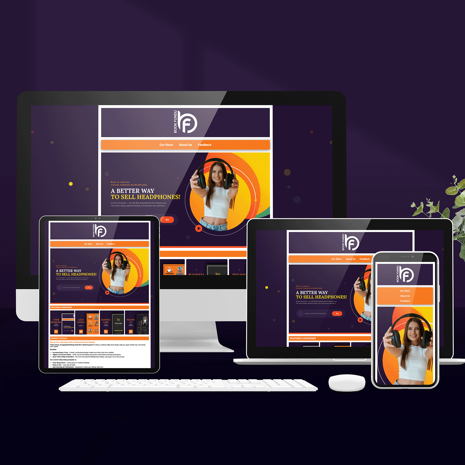Modern eBay Store Design & Auction Template for Headphones & Audio Gear Sellers