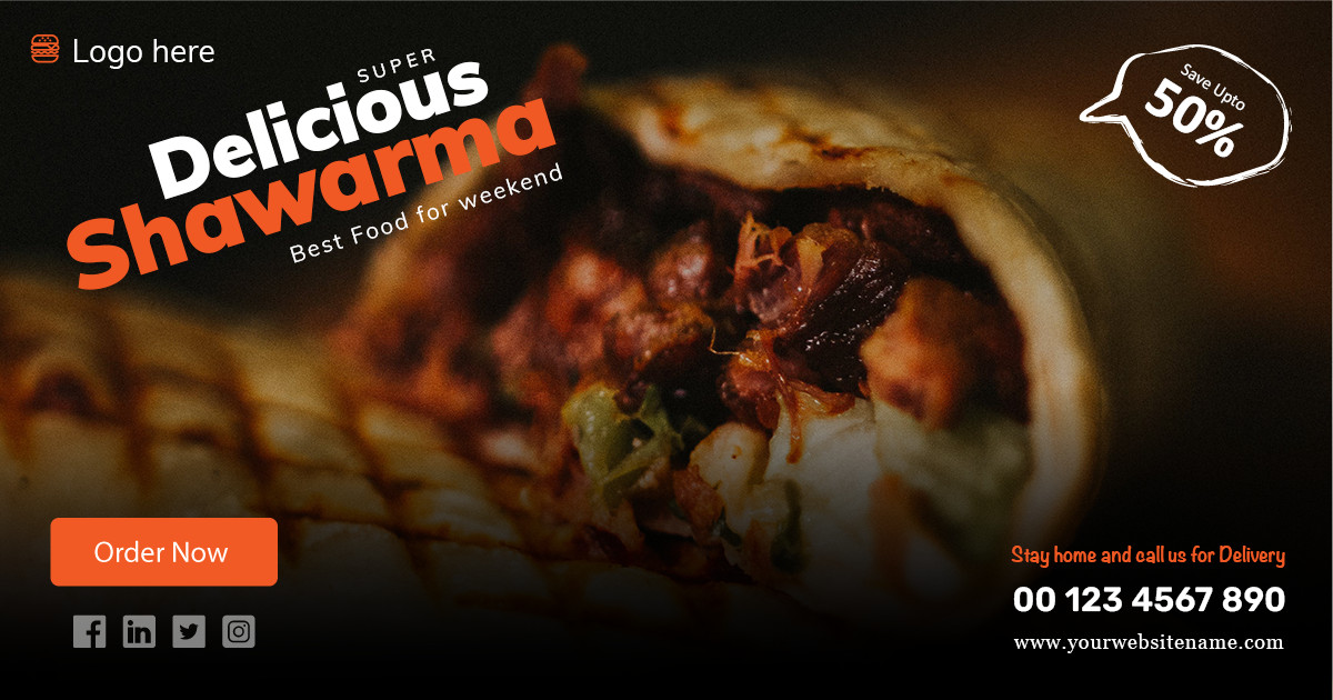 Delicious Shawarma Social Media Marketing Templates