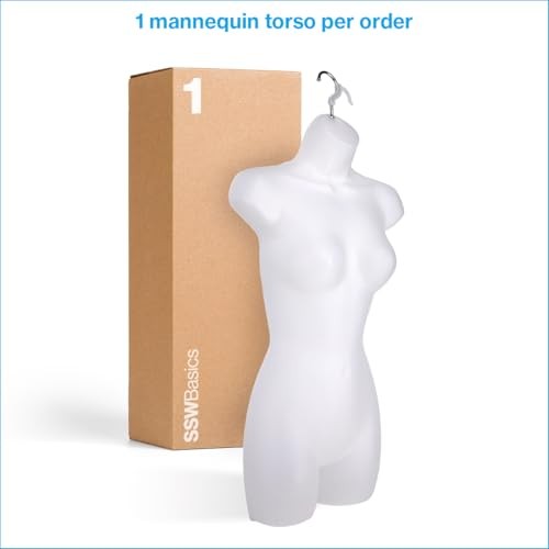 SSWBasics Female Mannequin Torso Hanging Display Form Women’s Sizes 5-10 Frosted