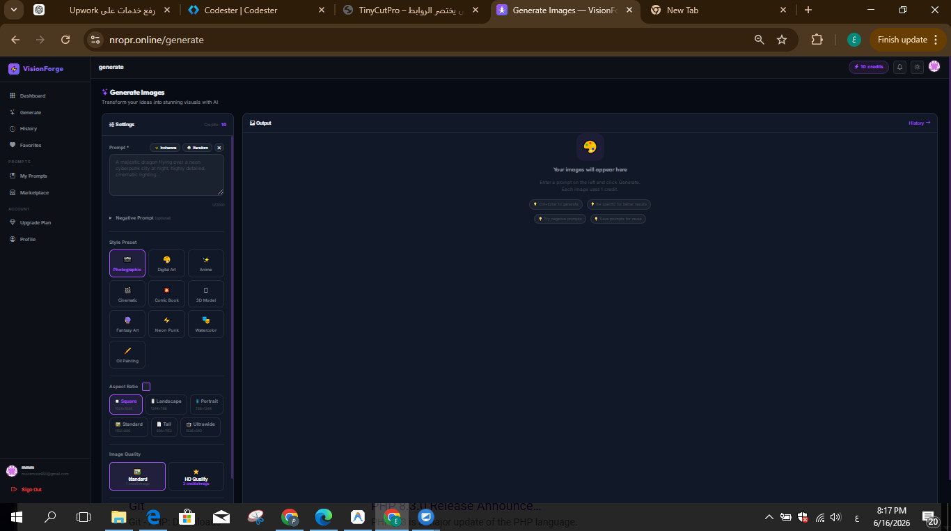 VisionForge AI SaaS Platform – AI Image Generator PHP Script