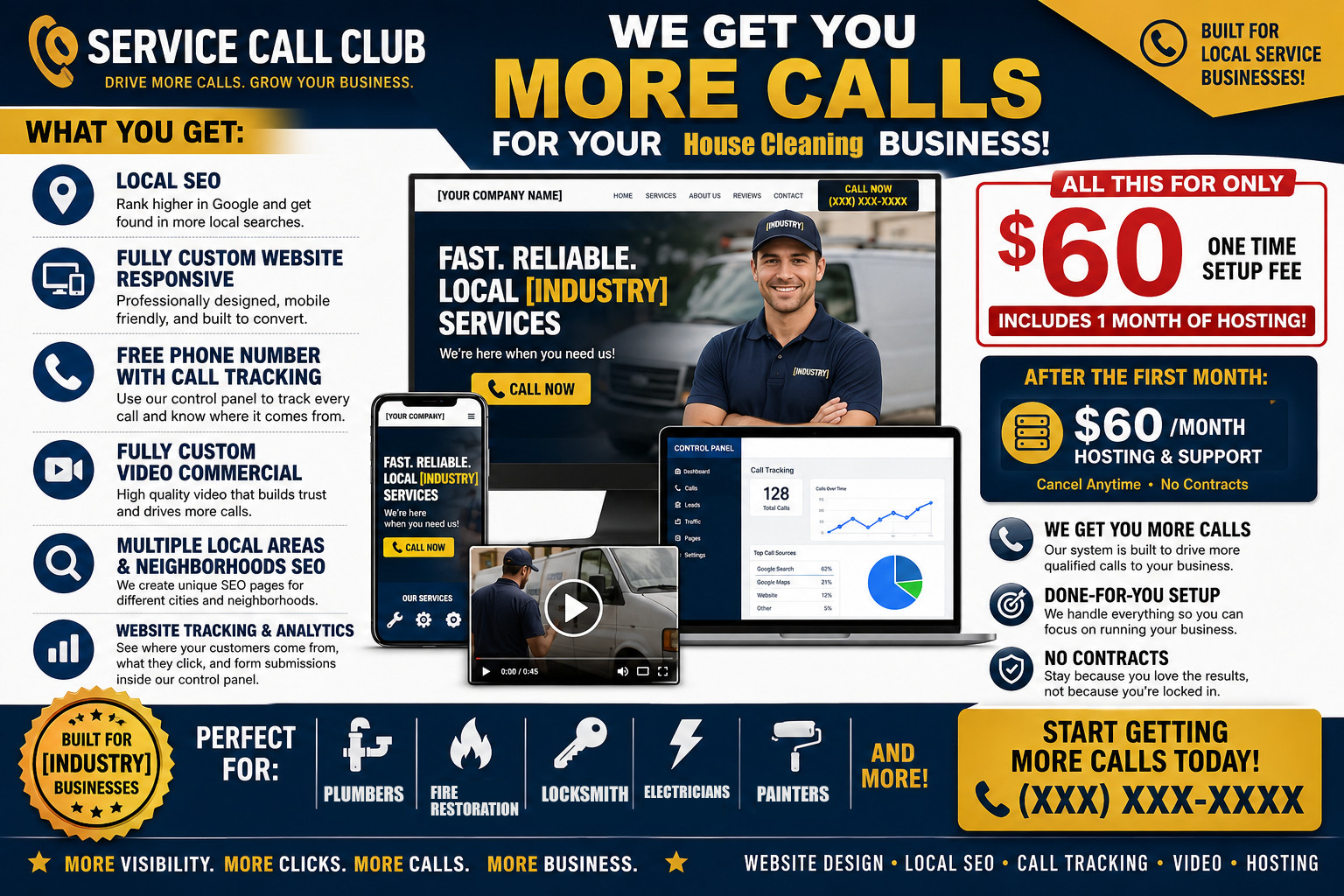 House Cleaning Website Design Local SEO Call Tracking | Get More Calls Video