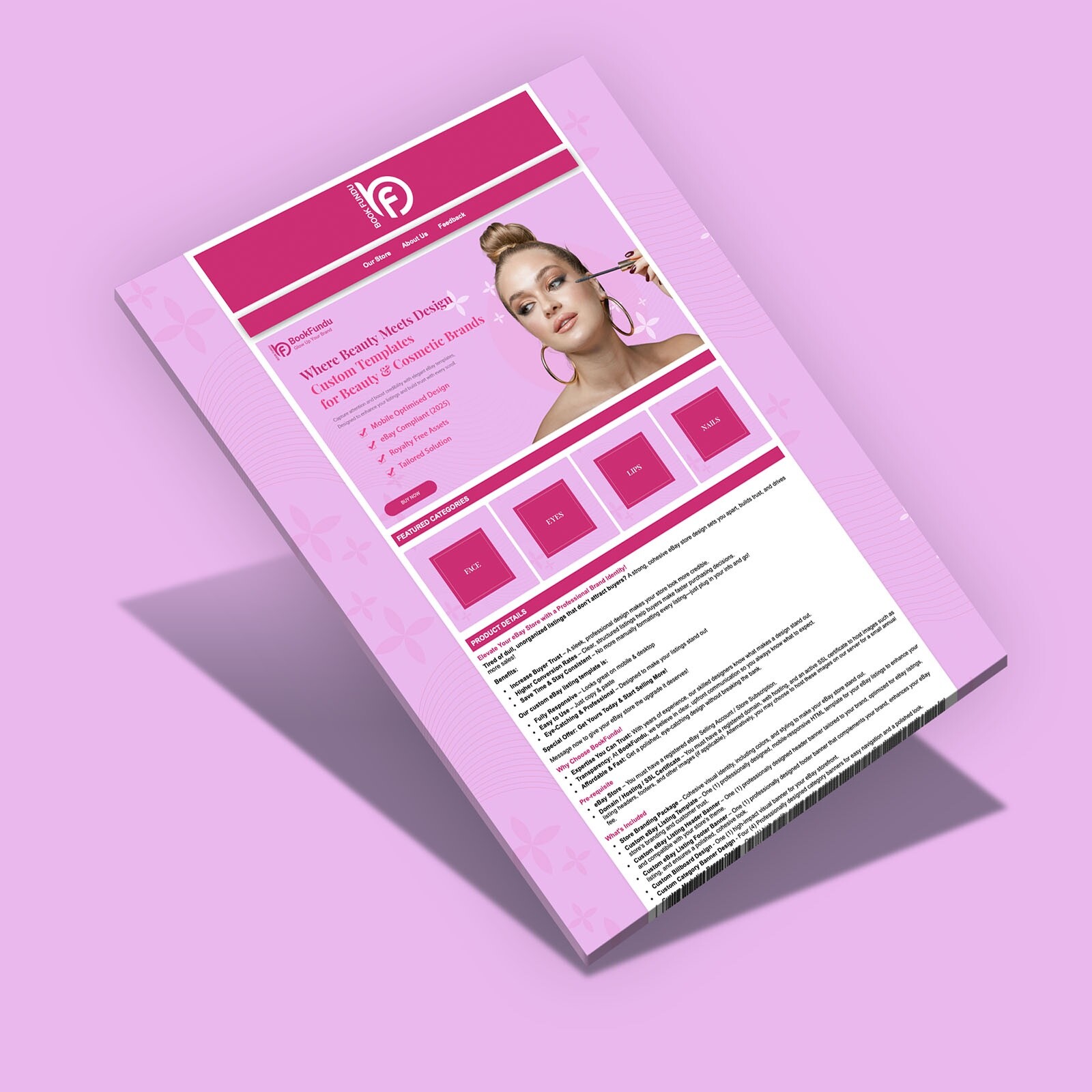 Custom eBay Template for Skincare & Cosmetic Listings – Modern Design – 2025