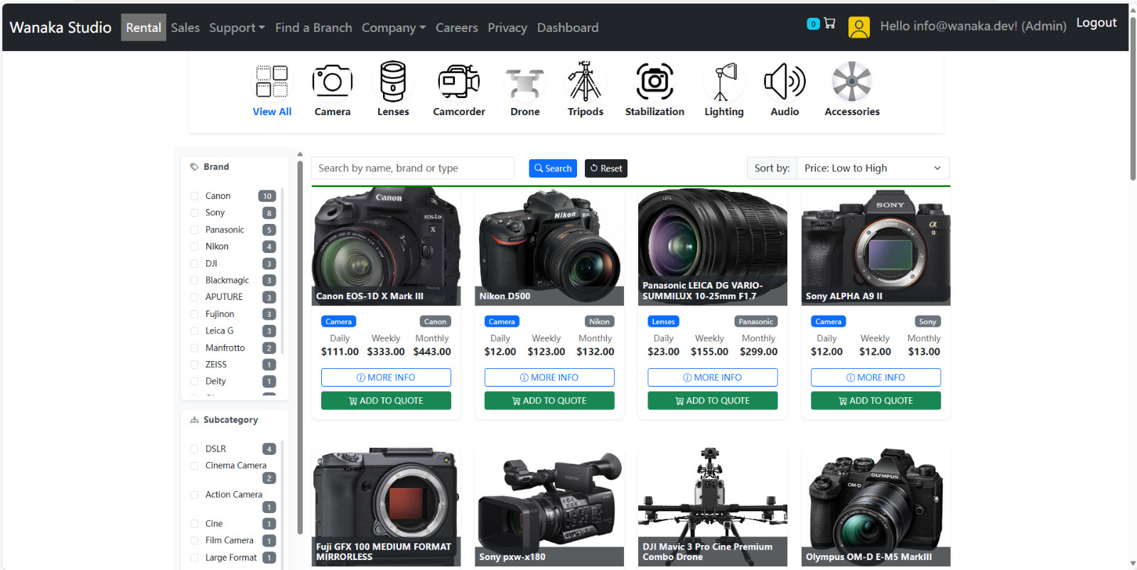 Equipment Rental Website Free hosting / Free Installation Setup