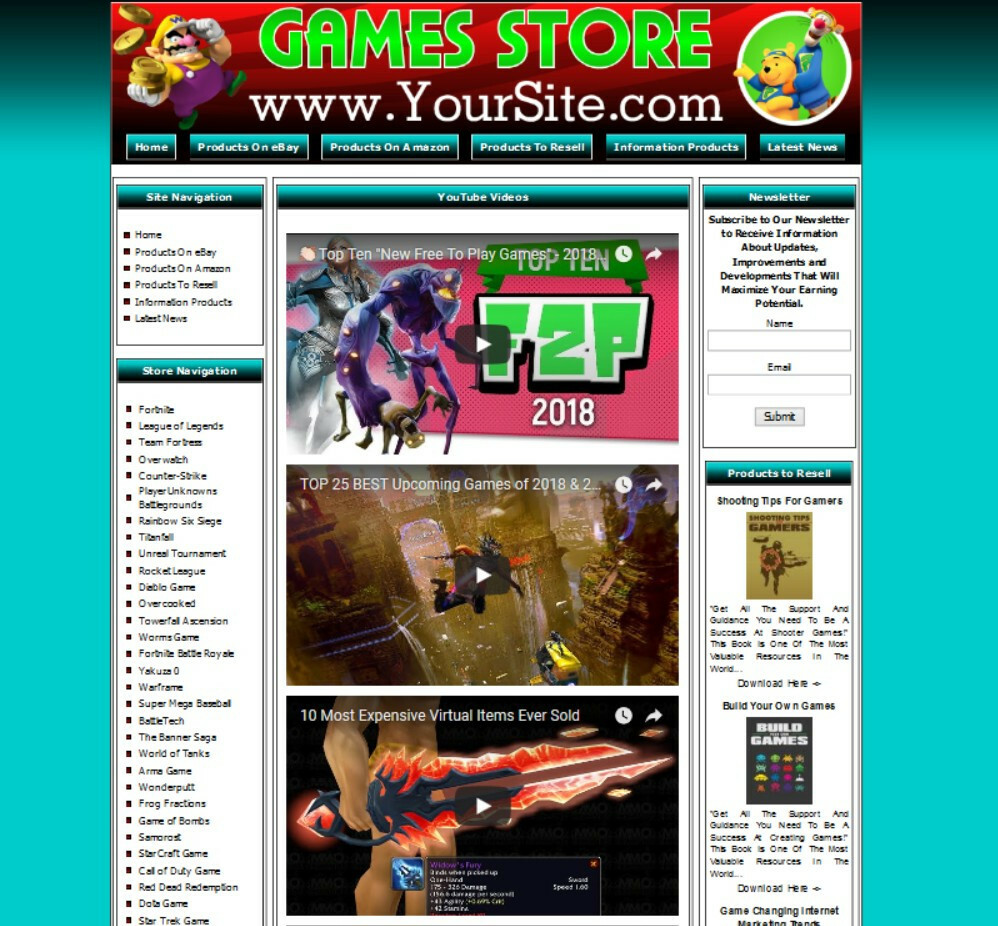 VIDEO GAMES STORE Ecommerce Website for Sale