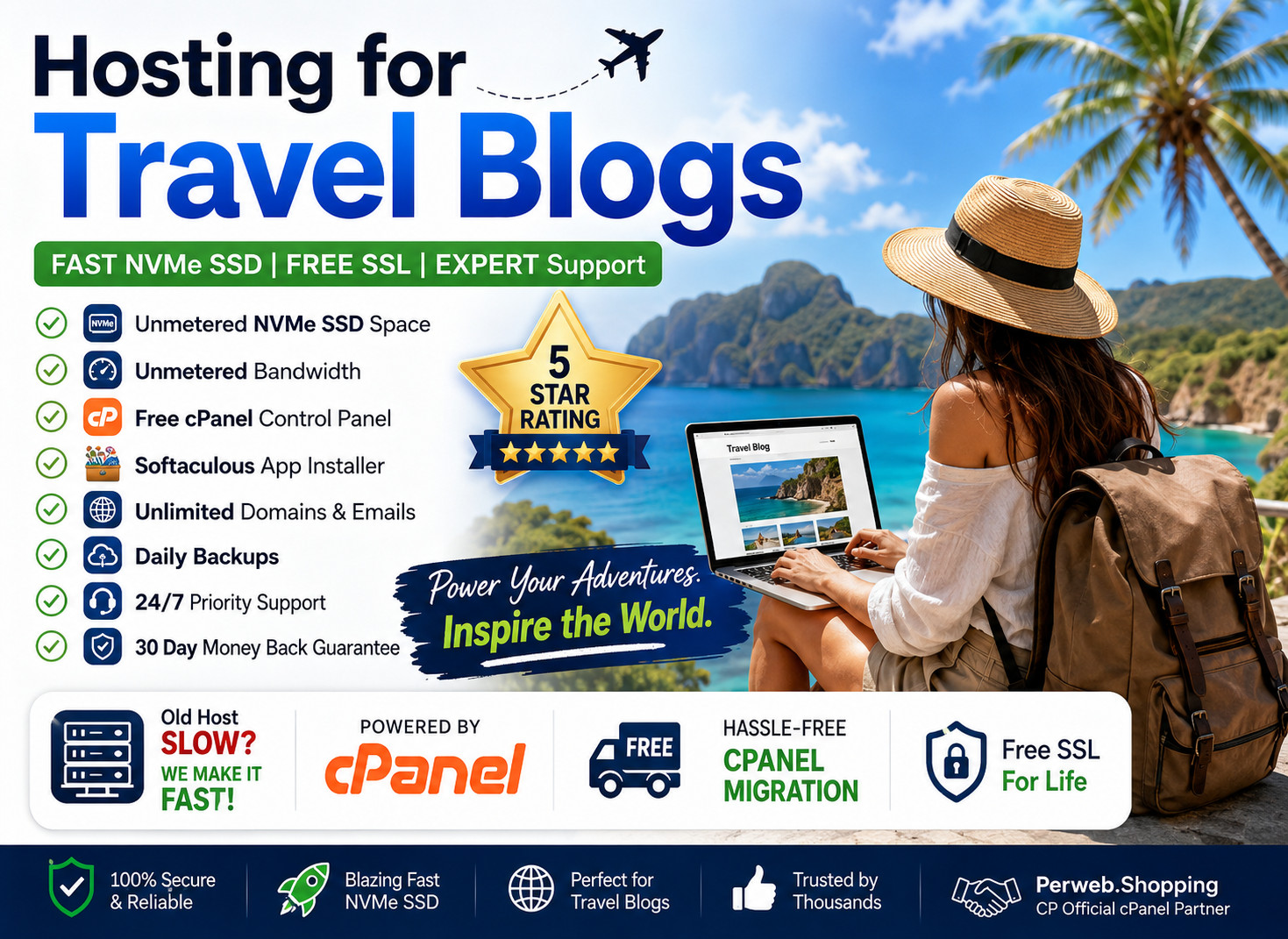 Hosting for Travel Blogs – ✈️Fast, Secure, Unlimited SSD + SSL | Just $14.99/Yr