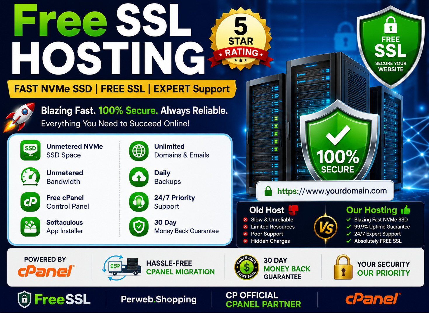 Free SSL Hosting – 🔒Unlimited SSD + Websites | Ultra Fast Speed | $14.99/Year!