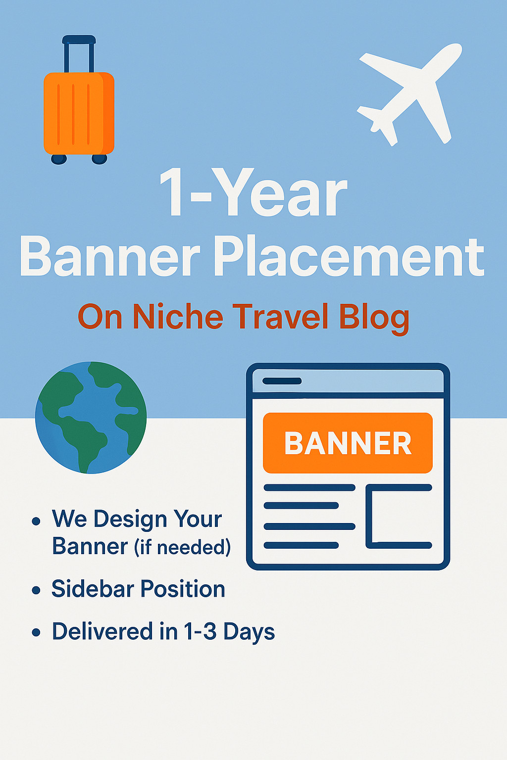 1-Year Travel Blog Banner Ad – Sidebar Placement – High Visibility travel niche