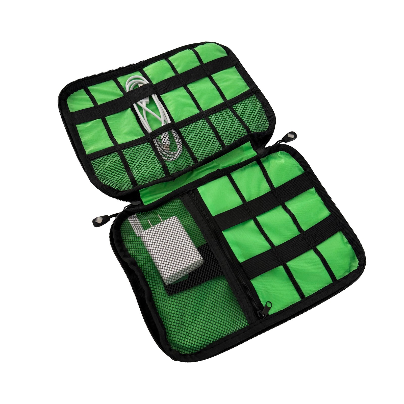 Storage Bag Mobile Phone Data Cable Portable Large Mesh Pocket Two-Way Zipper