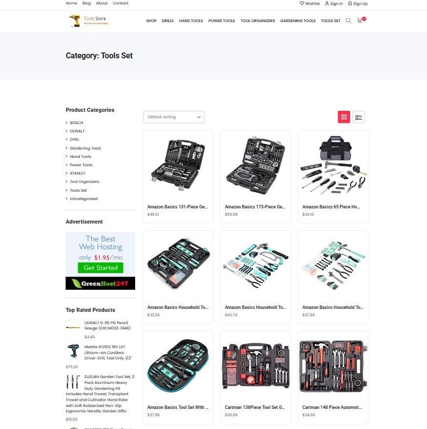 Hand, Power and Garden Tools Store Website – Affiliate DropShipping Store