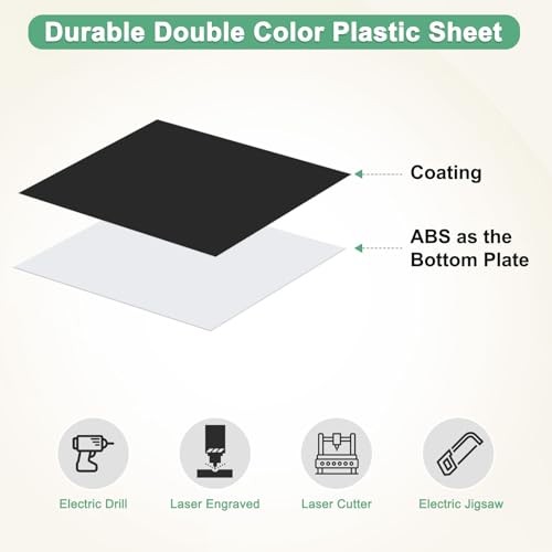 12-Pack Engraving Blank Sheets 8×2 Inch ABS Plastic Name Plate Sign Black/White
