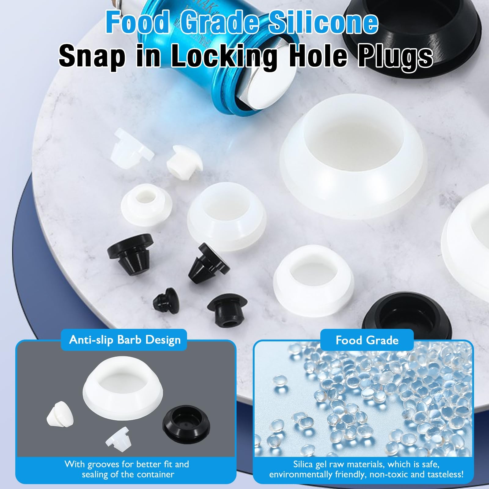 8mm Silicone Rubber Hole Plugs Snap In White Waterproof Seal Caps Pack of 25
