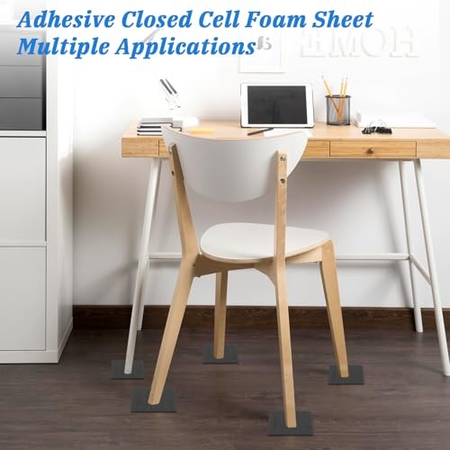 22 Pcs Adhesive Foam Padding 4×4 Inch Black Self Stick Neoprene Rubber Sheets