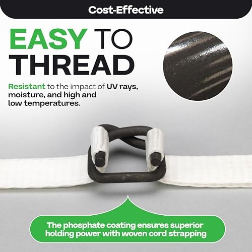 1/2″ Cord Strapping Buckles 100 Pack Heavy Duty Metal Wire Phosphate Coated