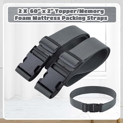 2 Pack Mattress Moving Straps Adjustable Packing Belts for Twin & Full Size 60in
