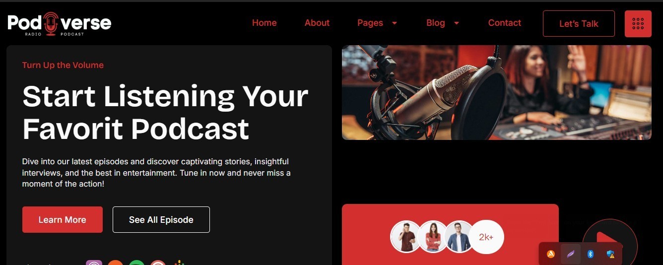 Radio Station and Podcaster Website with 1 free month streaming hosting included