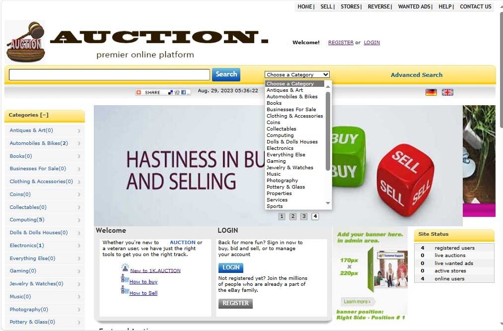 Top Auction / buy it now Style Multi-vendor Website Free Hosting / setup