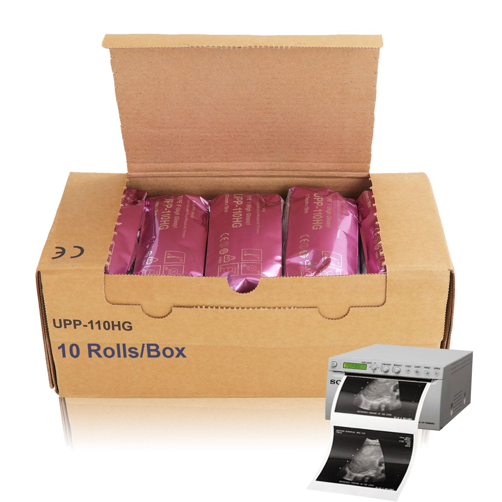 UPP-110HG Ultrasound Thermal Paper 110mm x 18m Sony Mitsubishi 10 Rolls Box