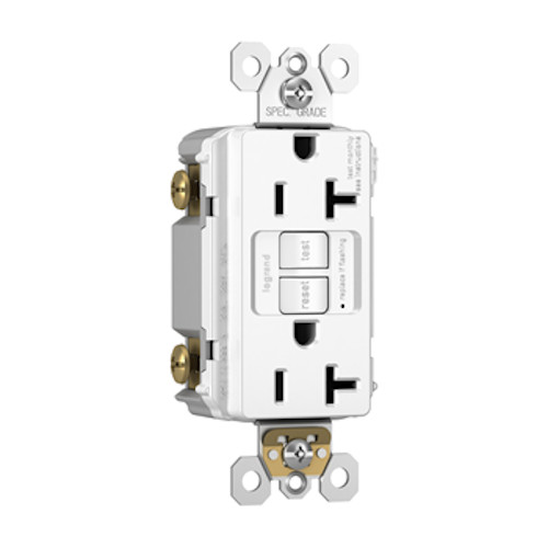 ROHS-COMPLIANT TAMPER-RESISTANT 20A SELF-TEST DUPLEX GFCI WHITE