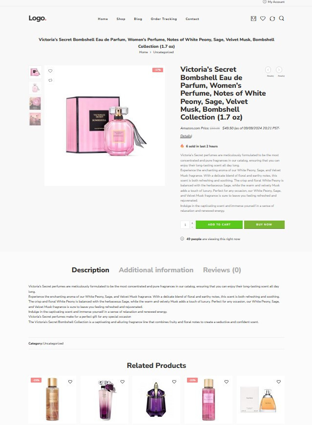 Perfume Store, Amazon Affiliate/Dropship Website