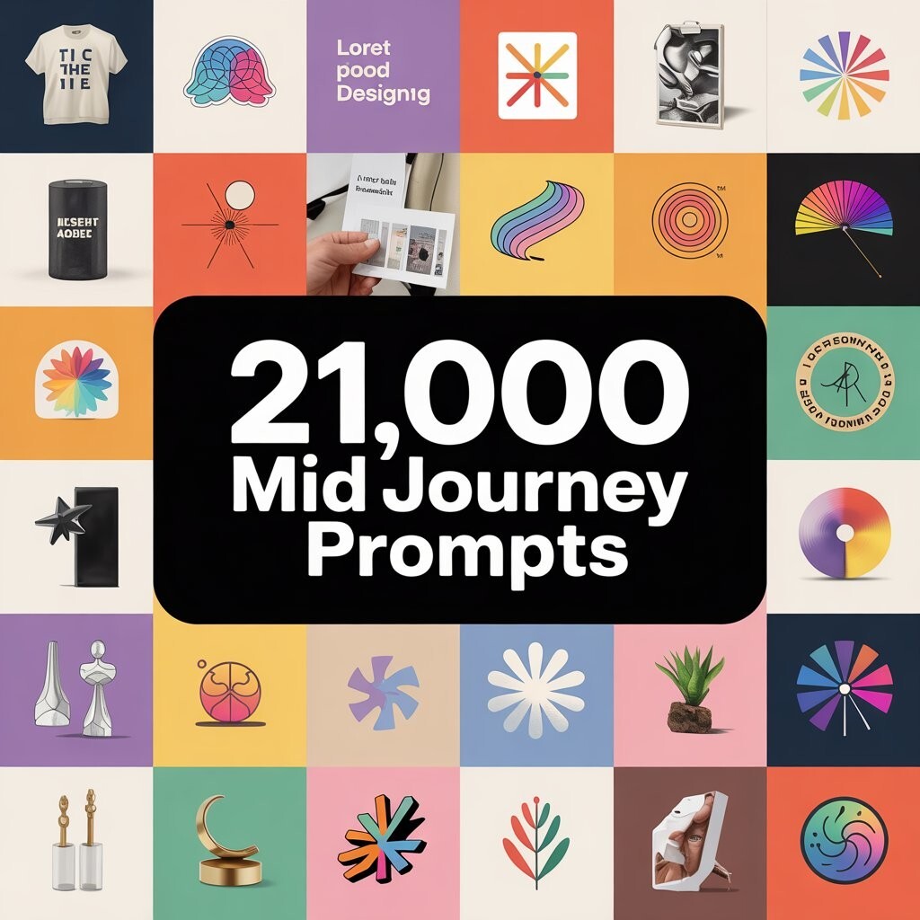 21,000 MidJourney Prompts Bundle – Comprehensive Collection for T-Shirt Designs,