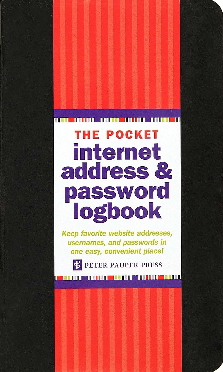 Pocket-Sized Internet Address & Password Logbook (removable cover band for secur