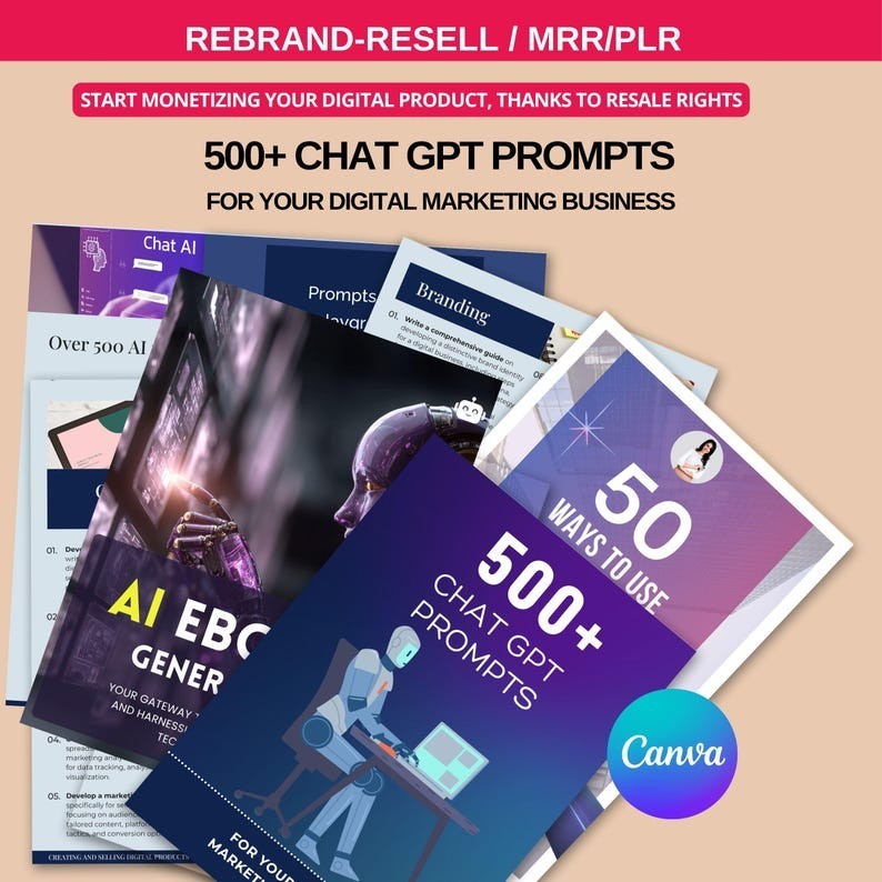 Ultimate AI Course/ Prompt Generator(canva Template) PLR Rights