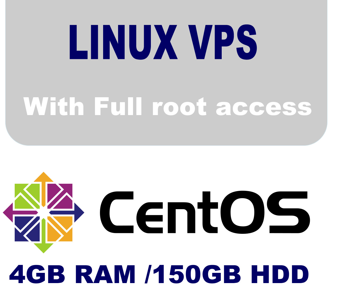 Linux / Centos VPS Server 4GB RAM, 150GB HDD, 24hour support