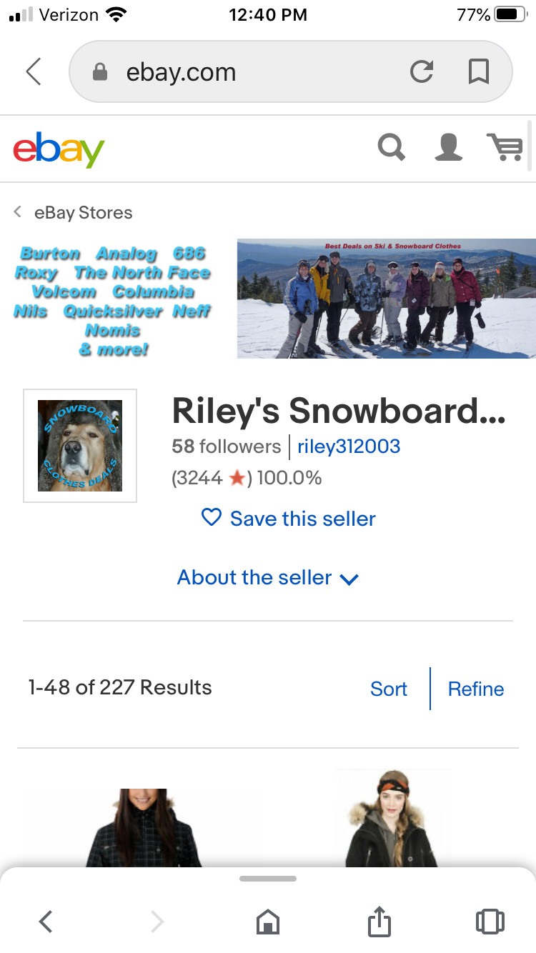 eBay Business Resale Store Inventory Wholesale Ski Snowboard Clothing