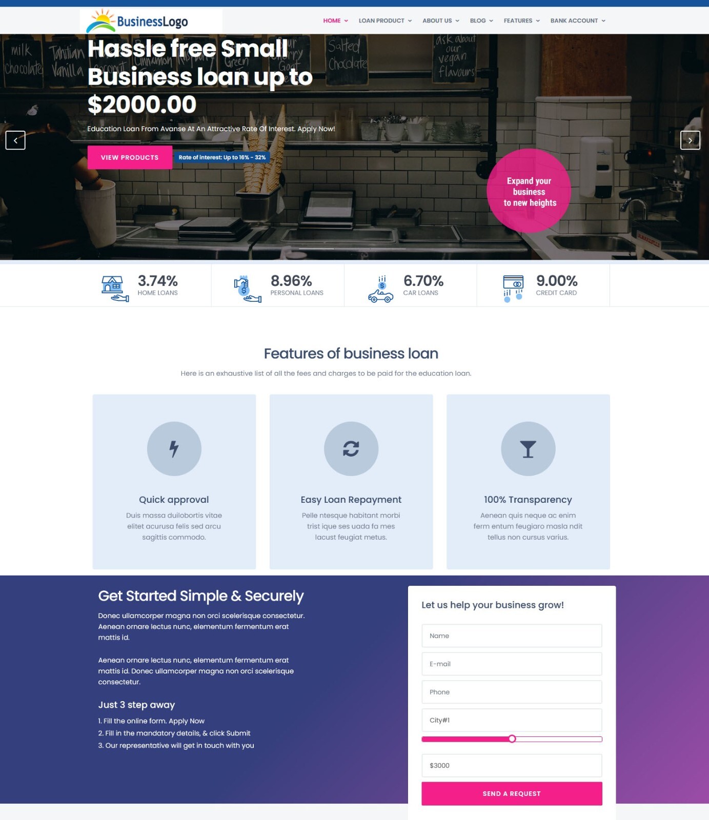 Small Business Loan Company Website + Free Hosting