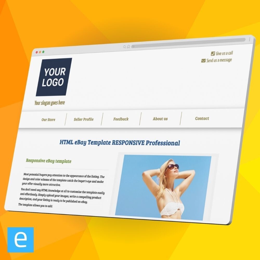 eBay Template RESPONSIVE Professional – modern html template – no coding needed