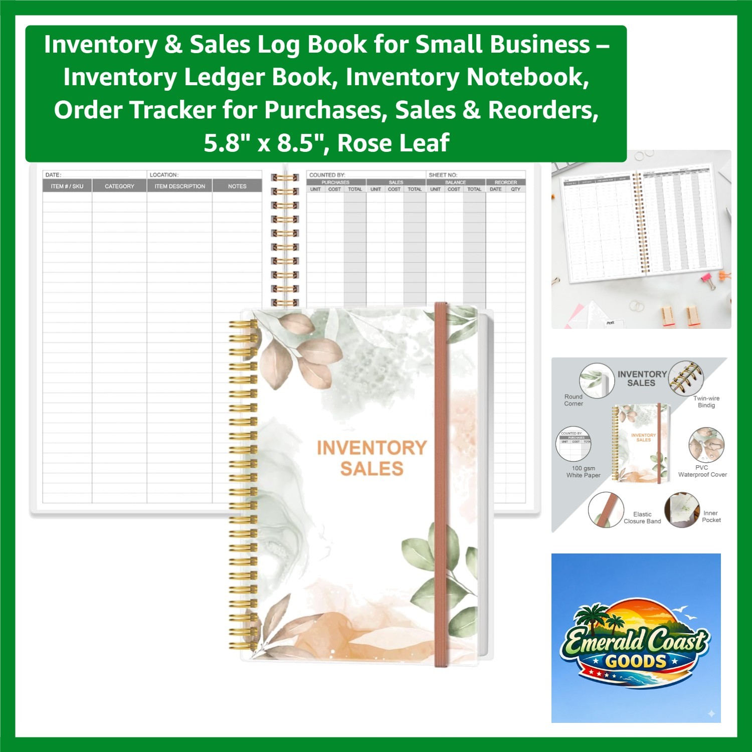 Inventory & Sales Log Book for Small Business – Inventory Ledger Book, Invent…