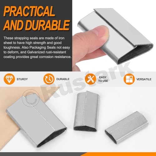 100 Pcs 3/4″ Strapping Closed Seals Galvanized Steel Banding Clips for Packaging